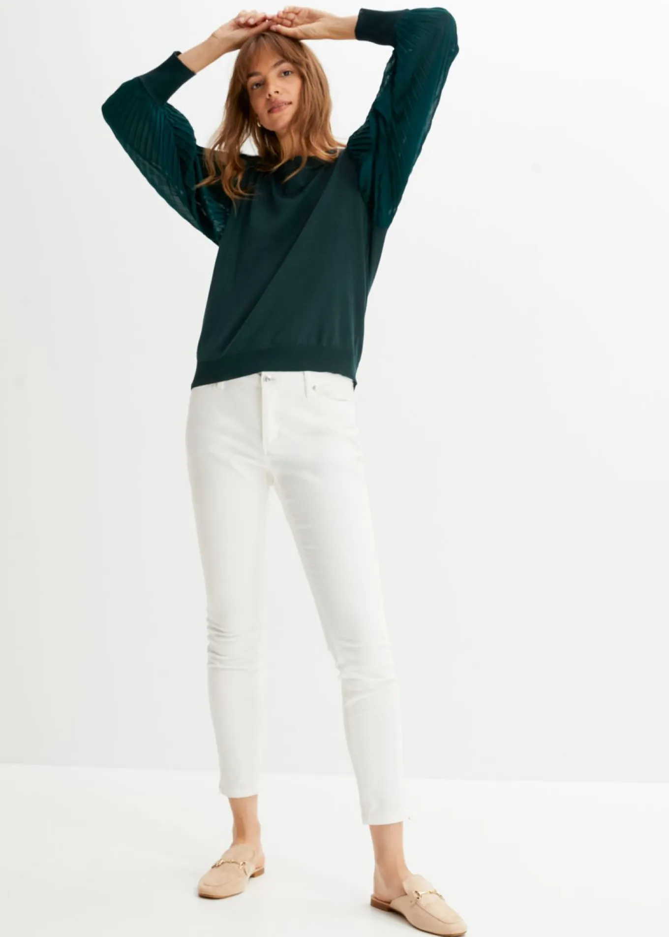 Jersey con mangas plisadas de viscosa sostenible