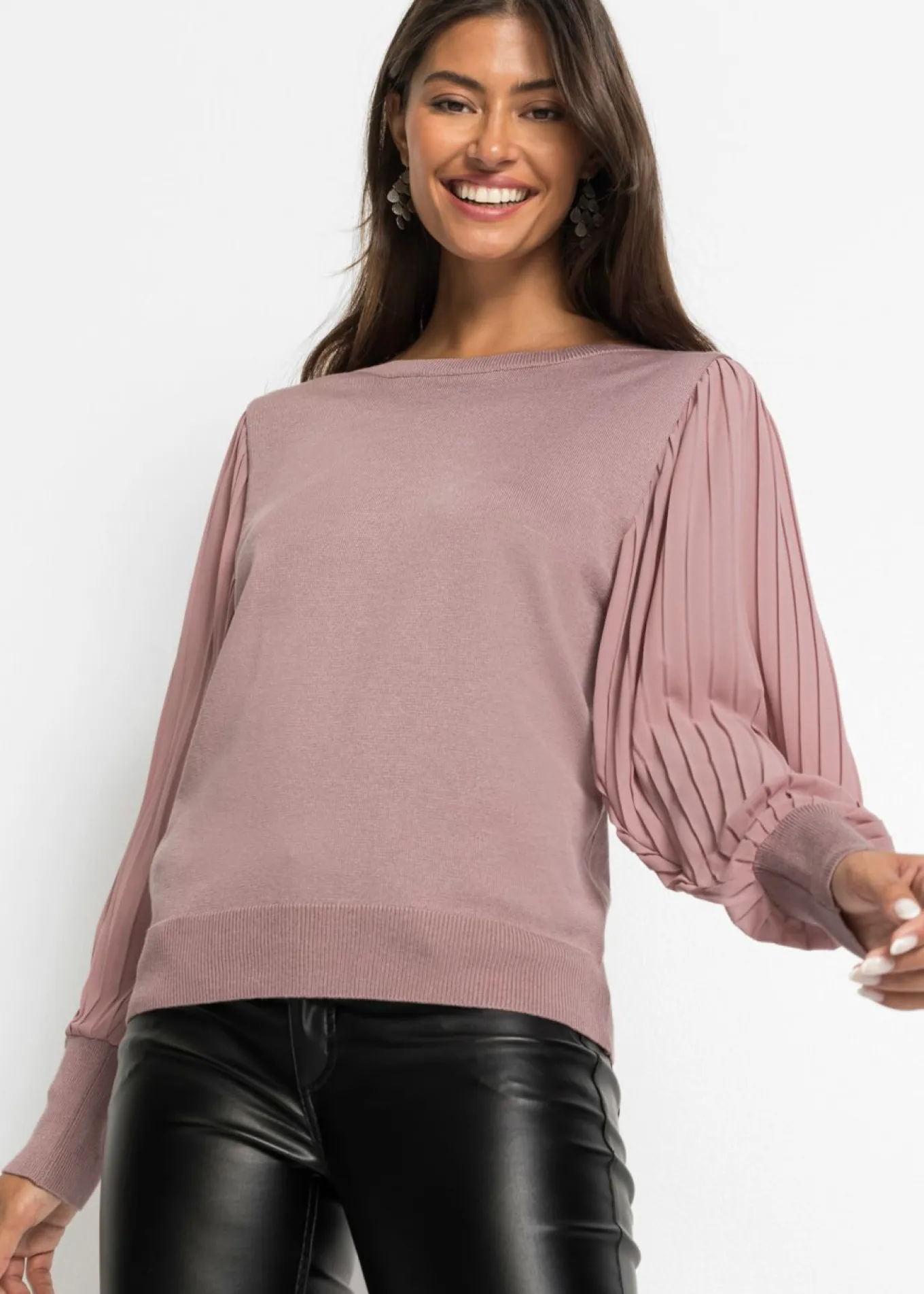 Jersey con mangas plisadas de viscosa sostenible