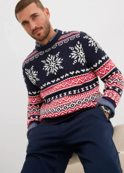 Jersey con patrón nórdico en suave mezcla de algodón
