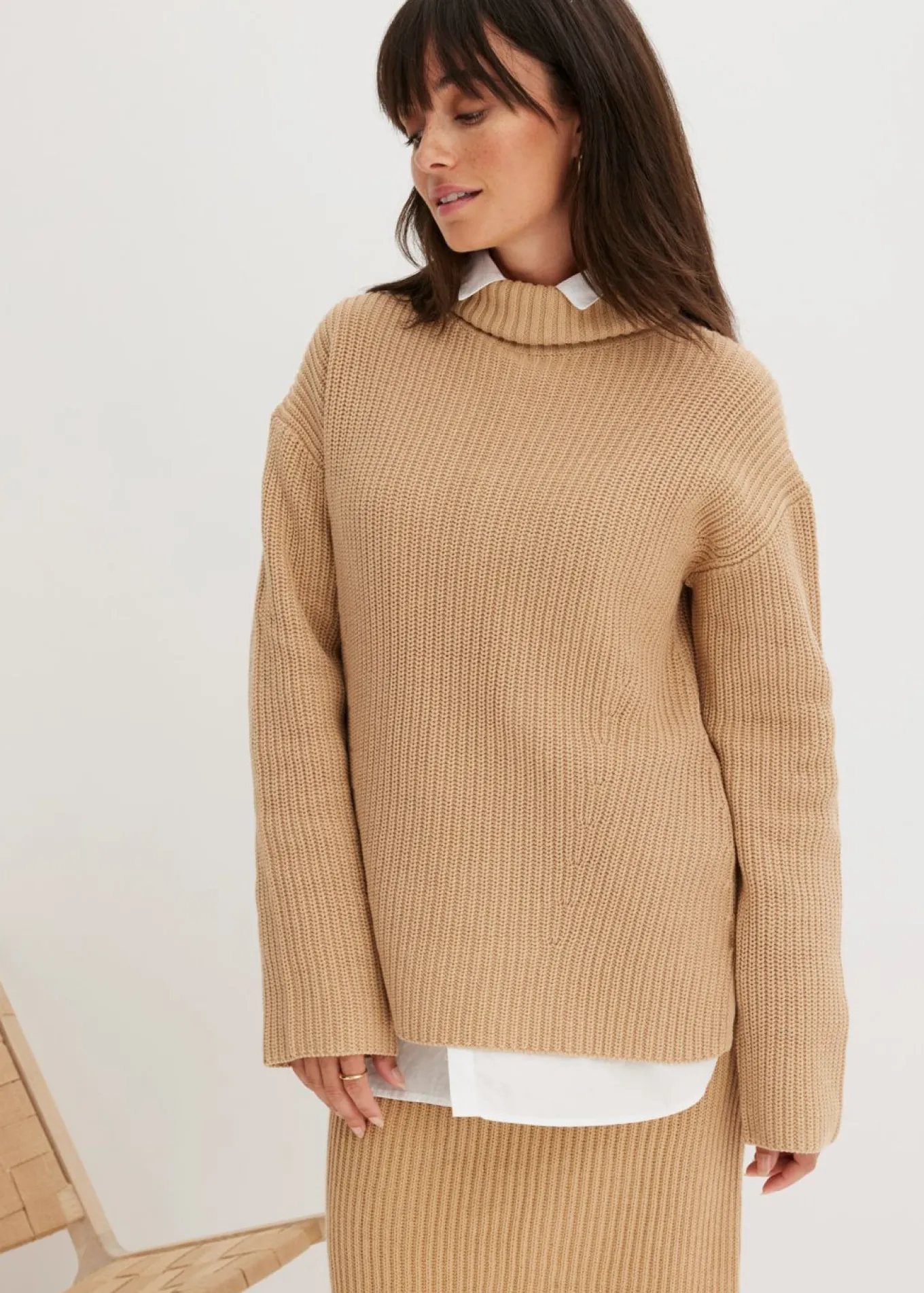 Jersey de algodón puro con cuello vuelto