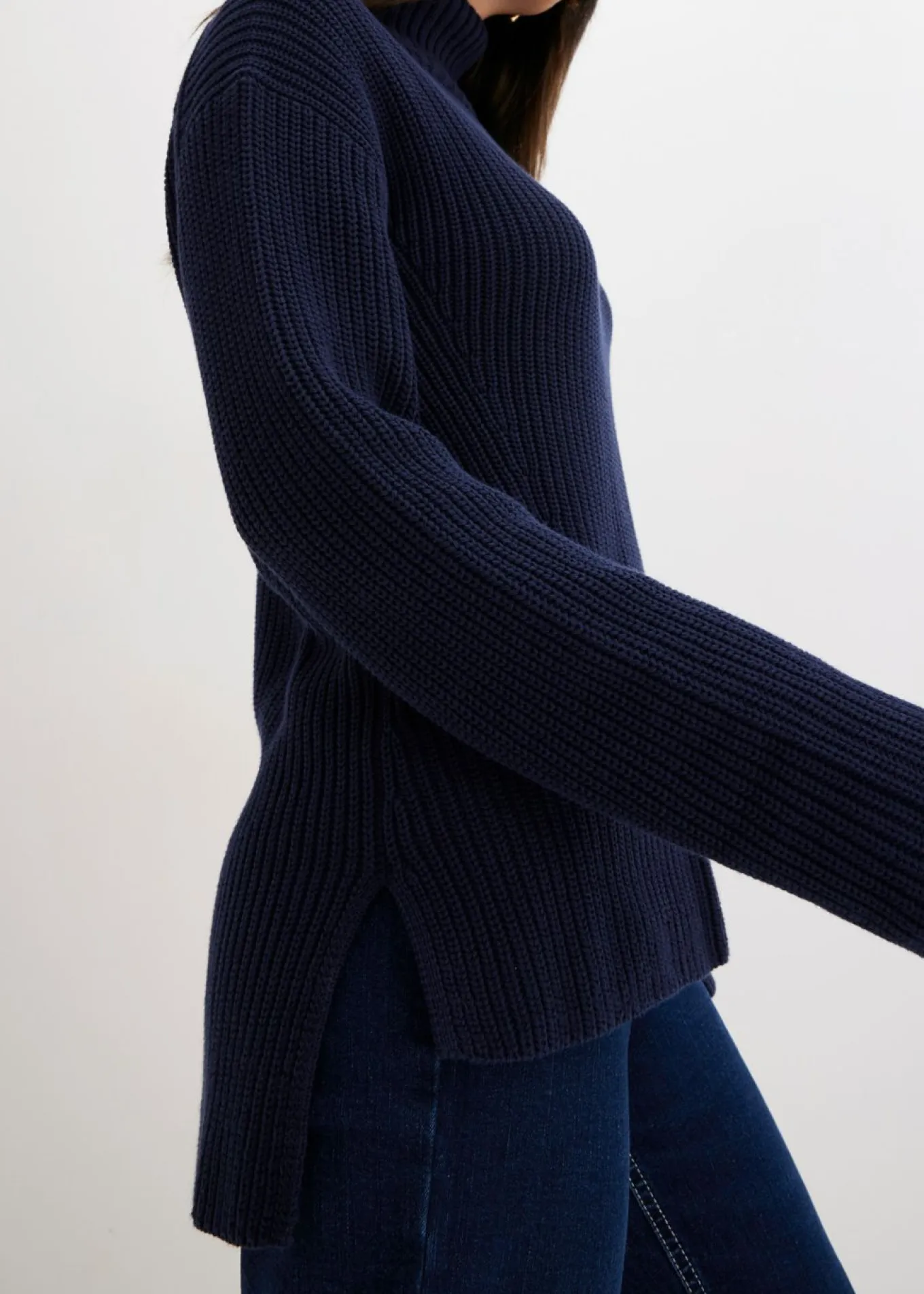 Jersey de algodón puro con cuello vuelto