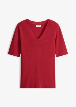 Jersey de canalé de manga corta con viscosa