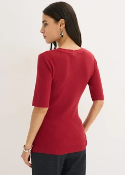 Jersey de canalé de manga corta con viscosa