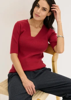 Jersey de canalé de manga corta con viscosa