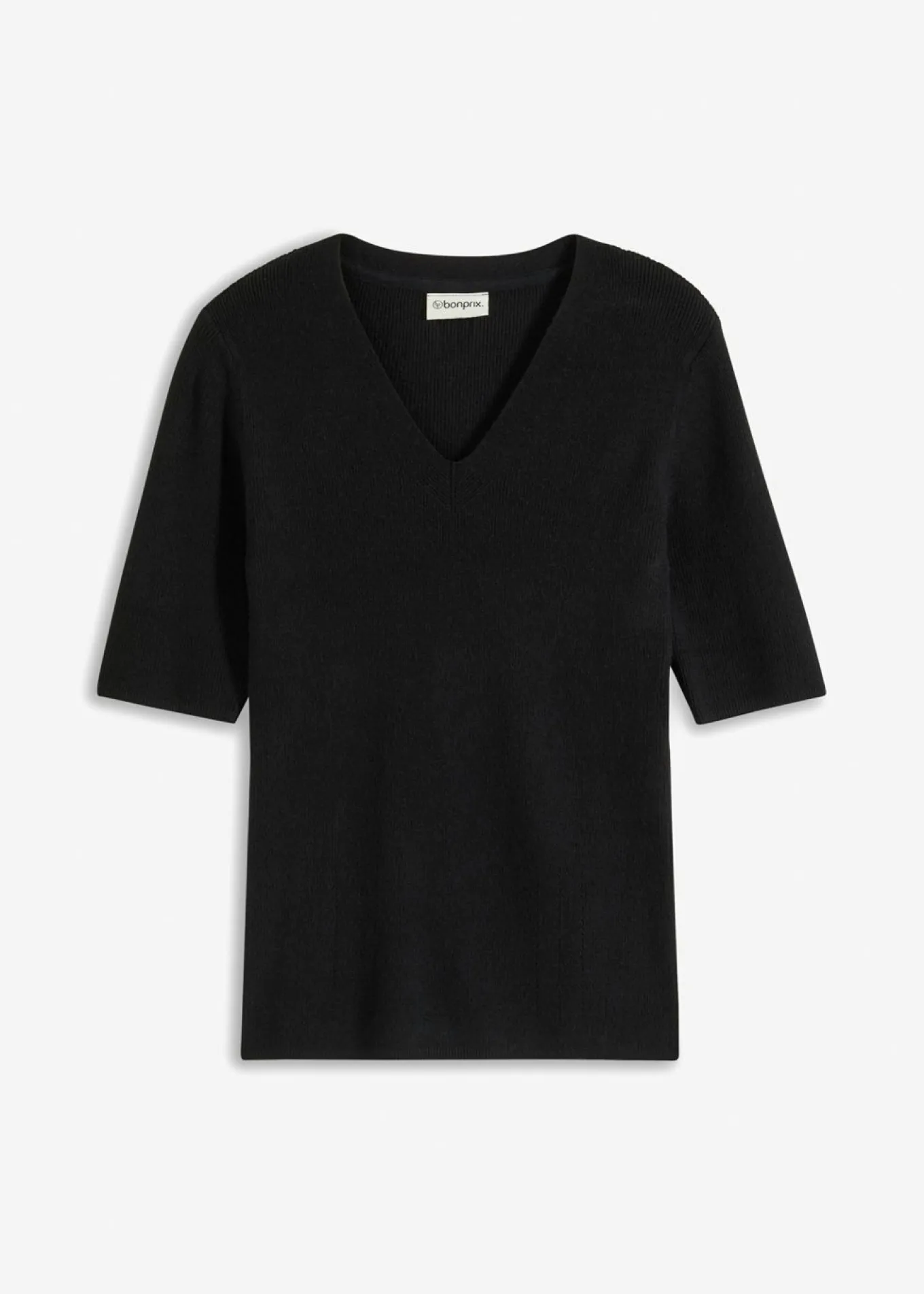 Jersey de canalé de manga corta con viscosa