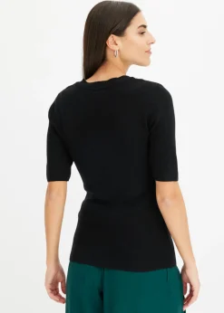 Jersey de canalé de manga corta con viscosa