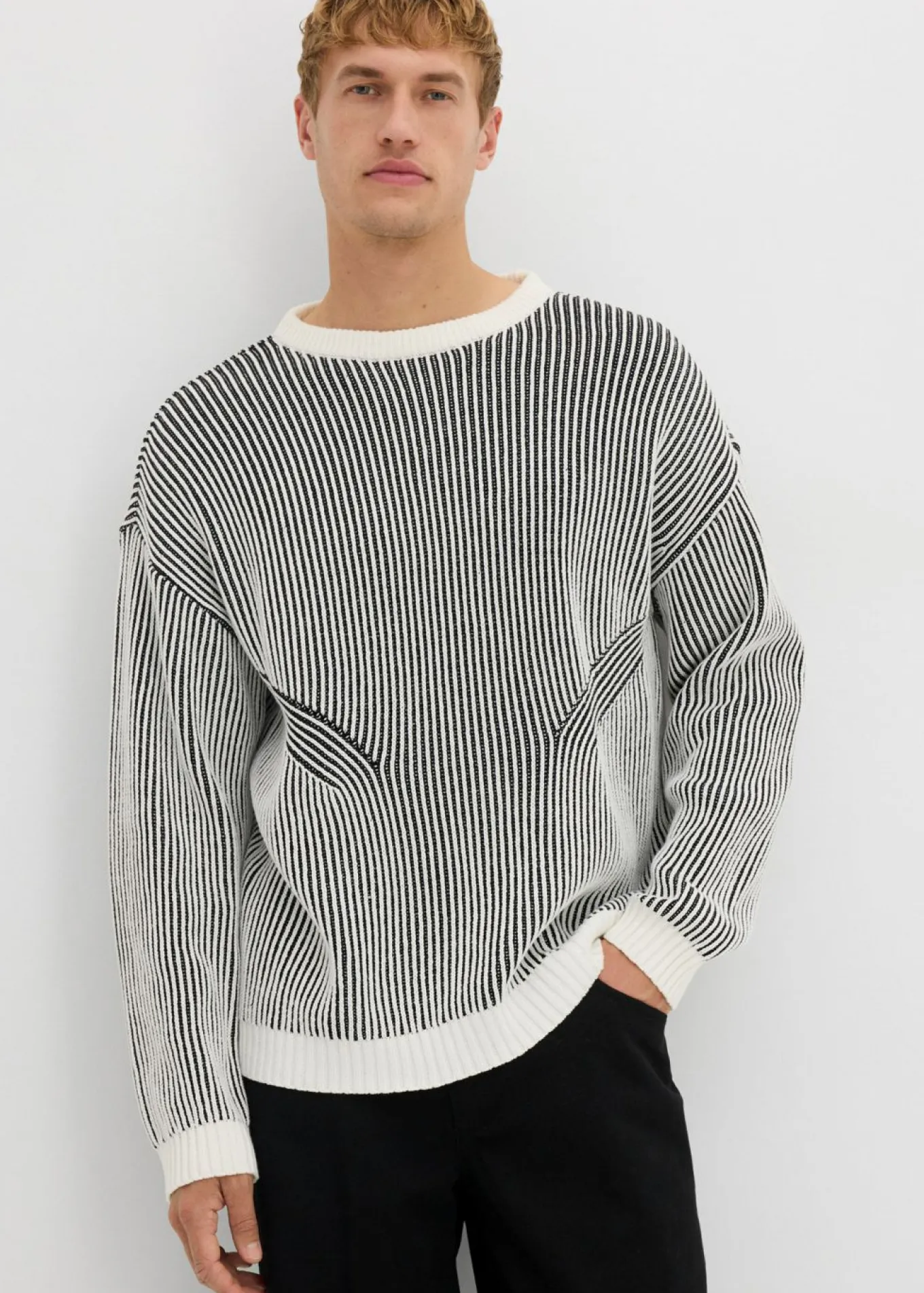 Jersey de canalé de mezcla de algodón con corte holgado