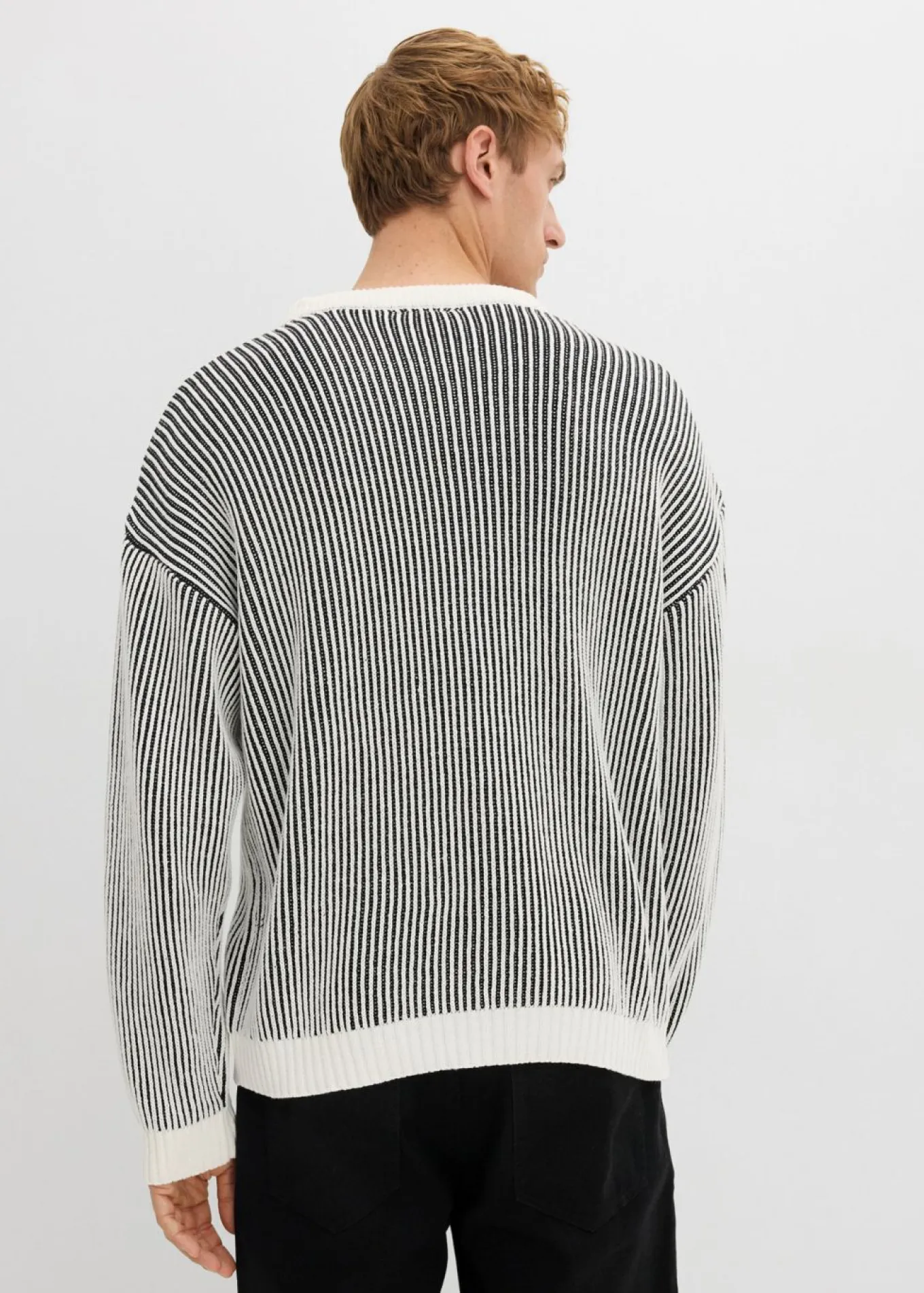 Jersey de canalé de mezcla de algodón con corte holgado