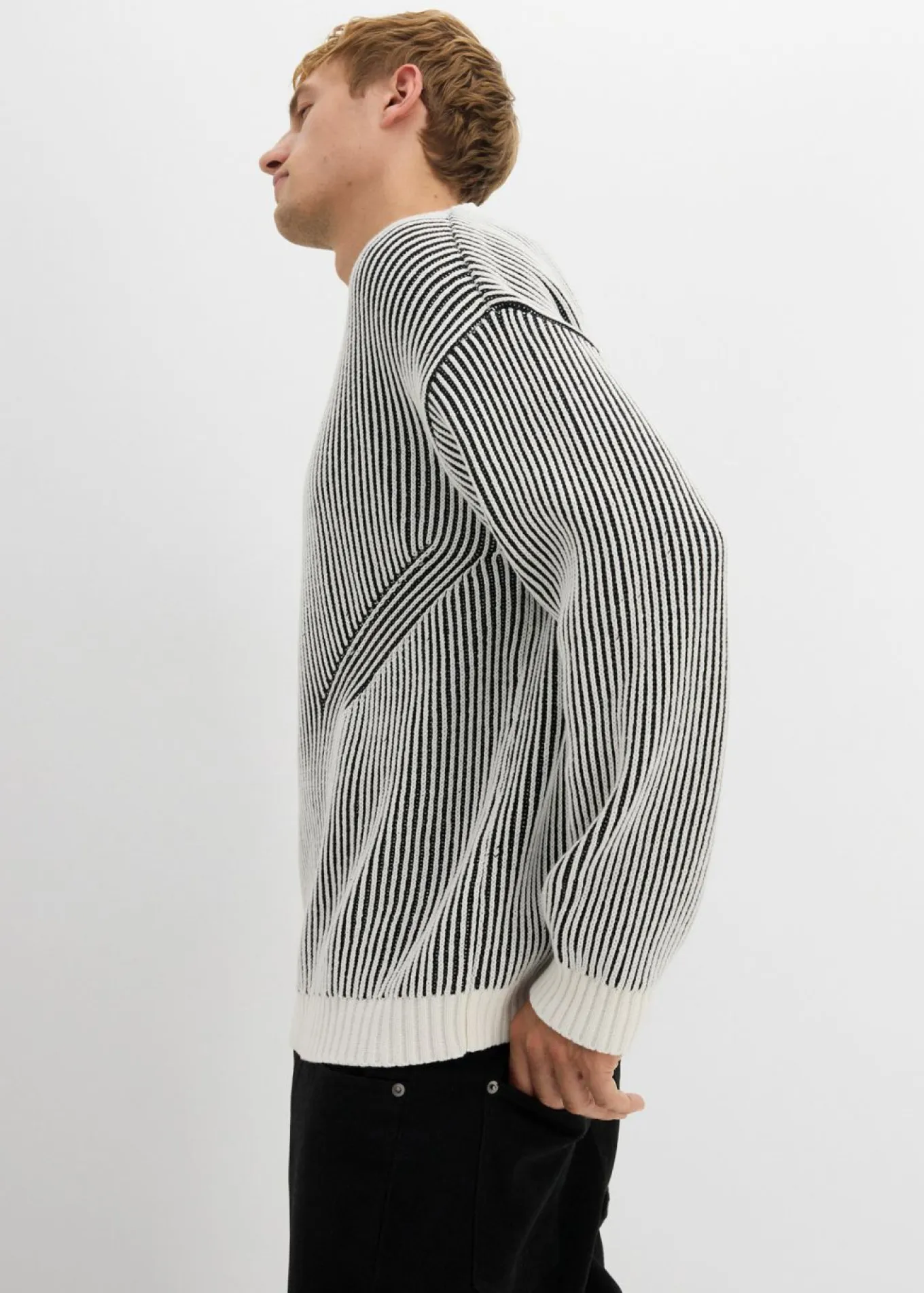 Jersey de canalé de mezcla de algodón con corte holgado