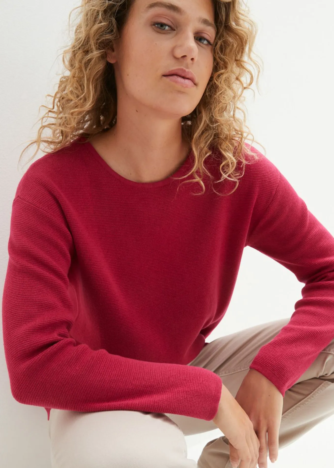 Jersey de canalé Milano con cuello redondo
