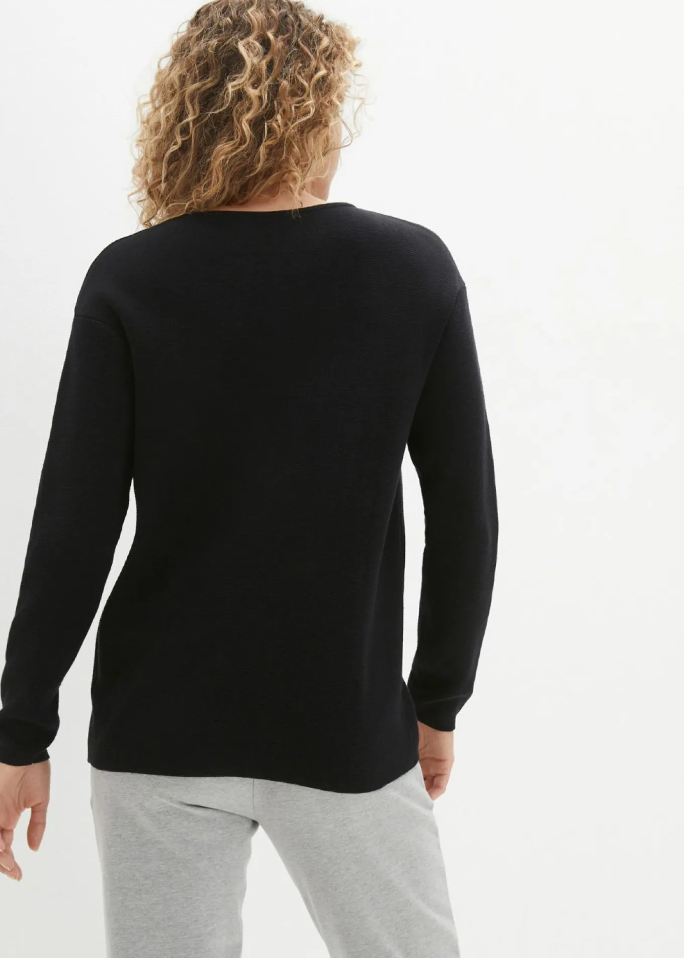 Jersey de canalé Milano con cuello redondo