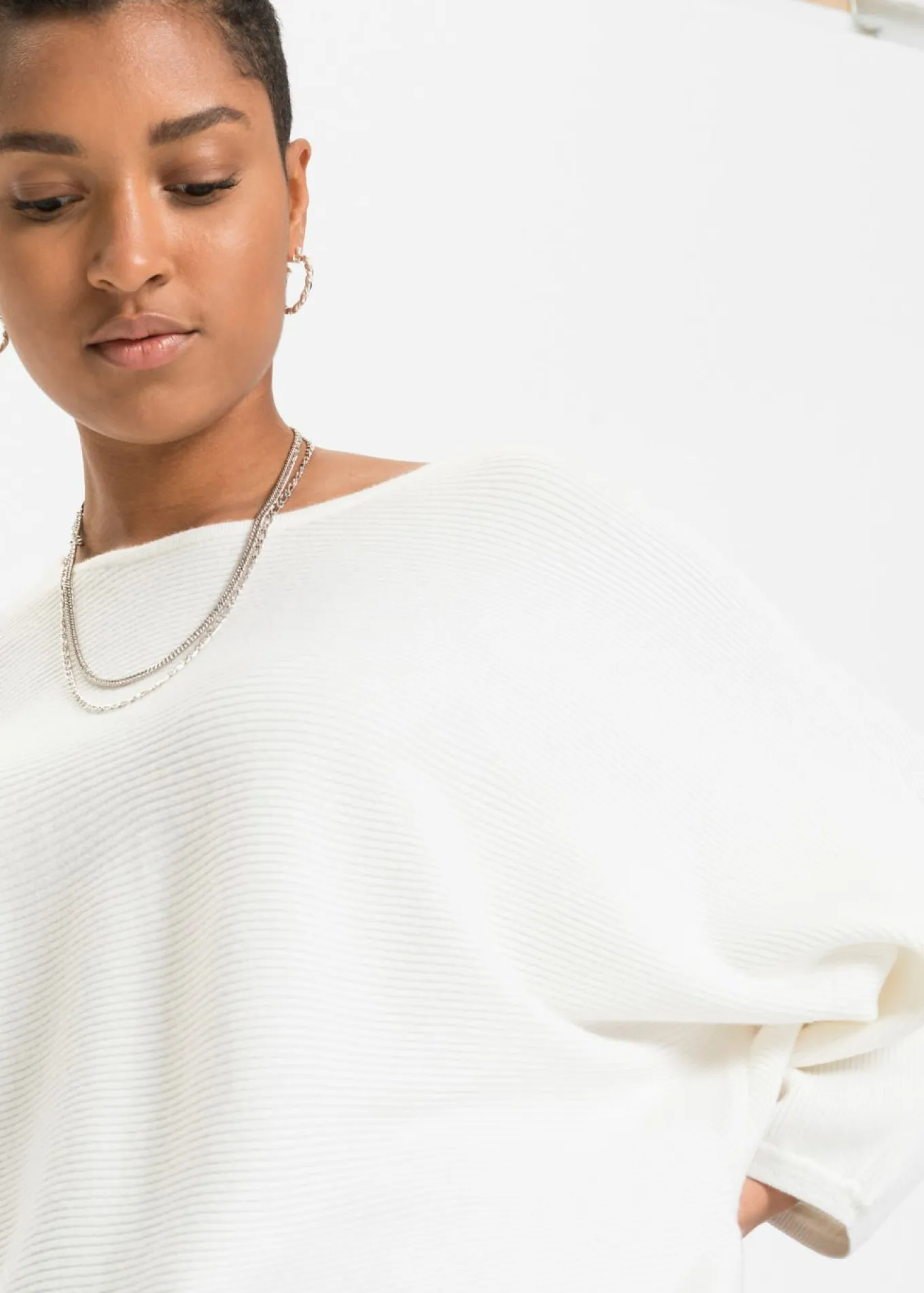 Jersey de canalé oversize de mezcla de viscosa