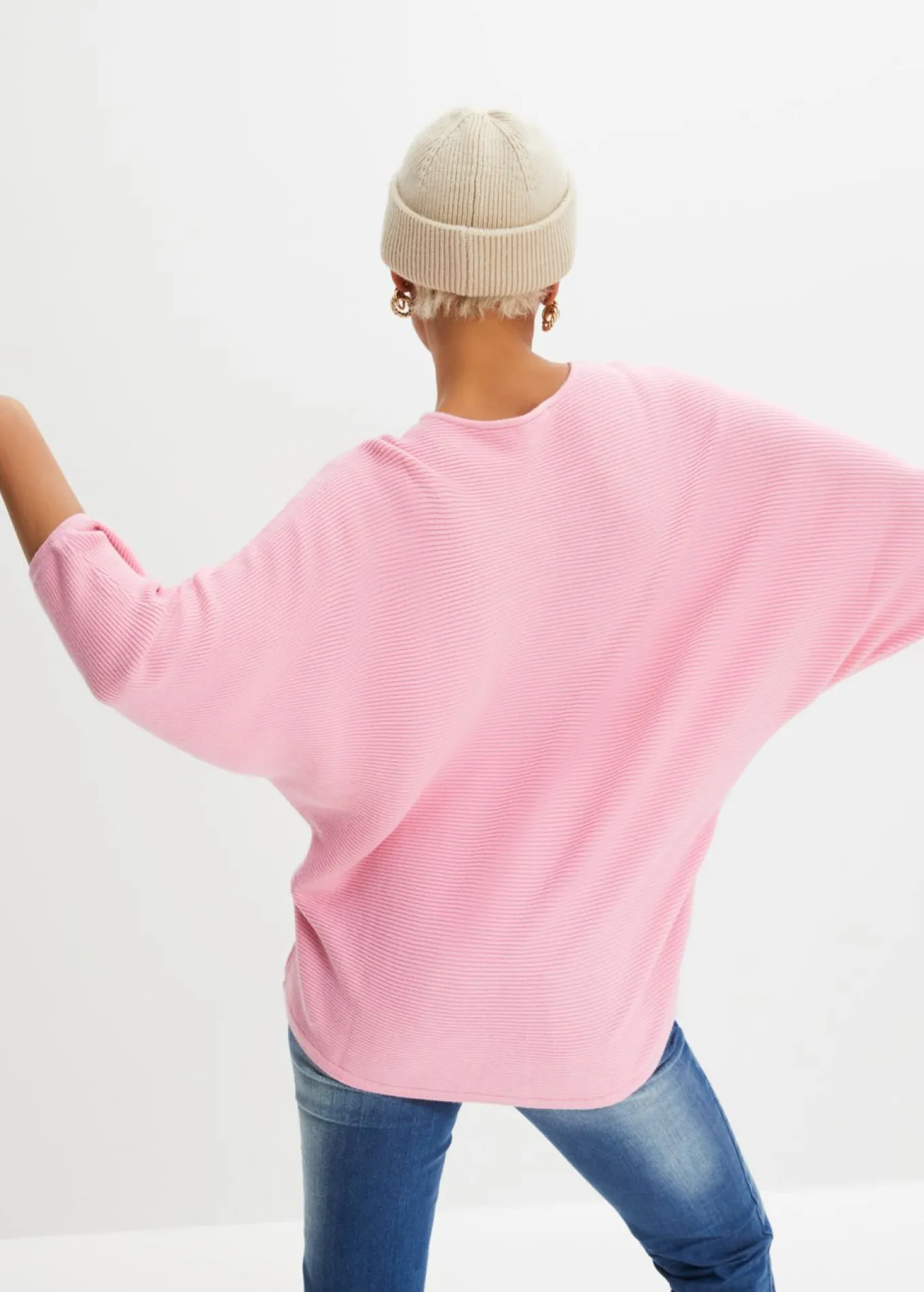 Jersey de canalé oversize de mezcla de viscosa