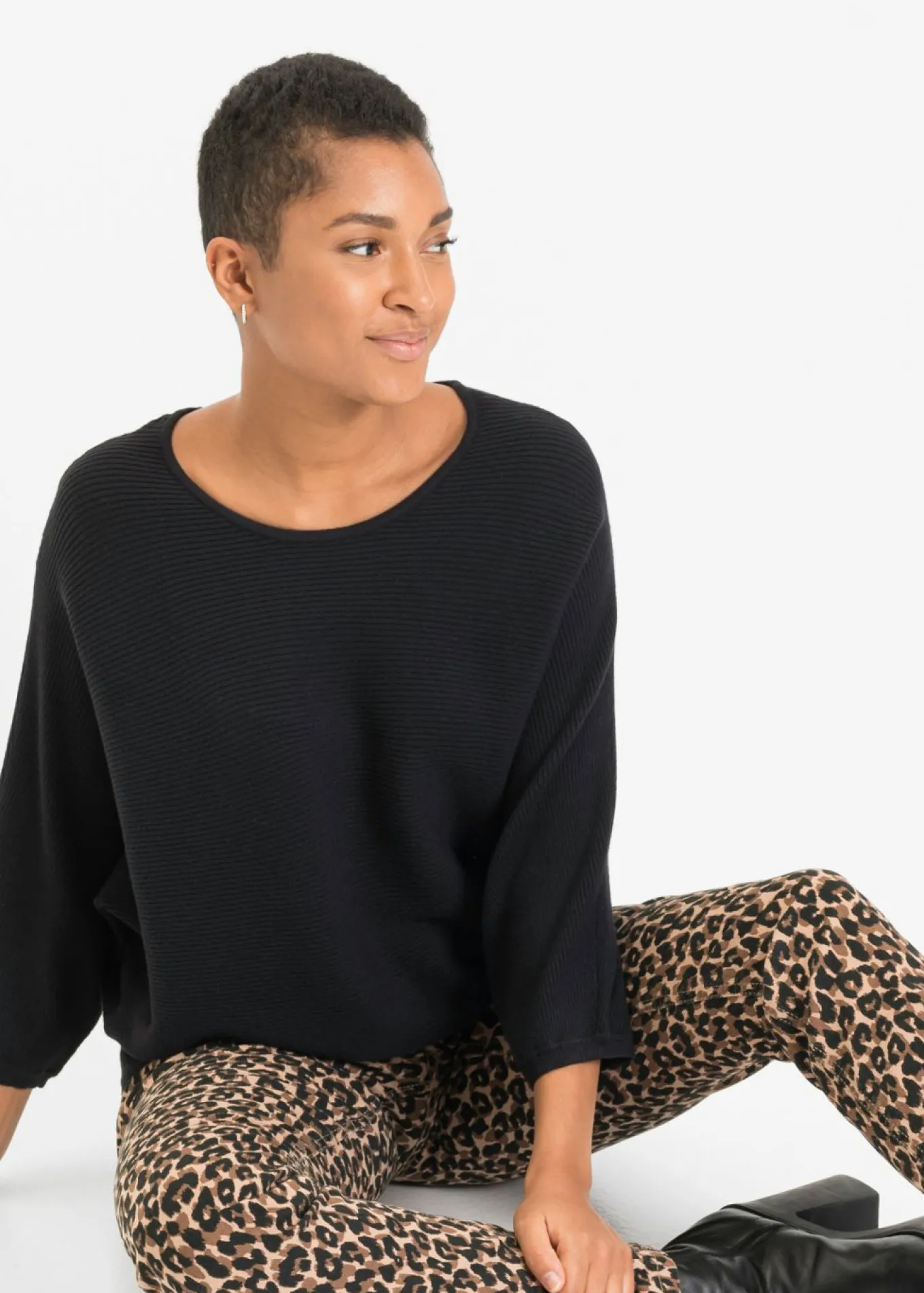 Jersey de canalé oversize de mezcla de viscosa