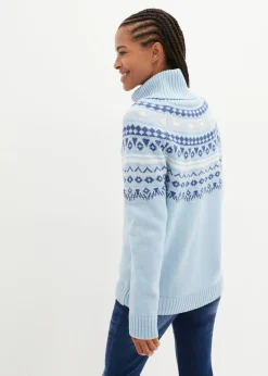 Jersey de cuello alto con patrón nórdico