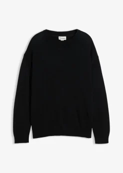 Jersey de cuello redondo de suave mezcla de algodón, loose fit