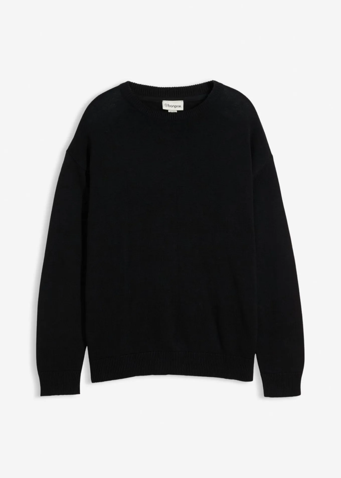 Jersey de cuello redondo de suave mezcla de algodón, loose fit