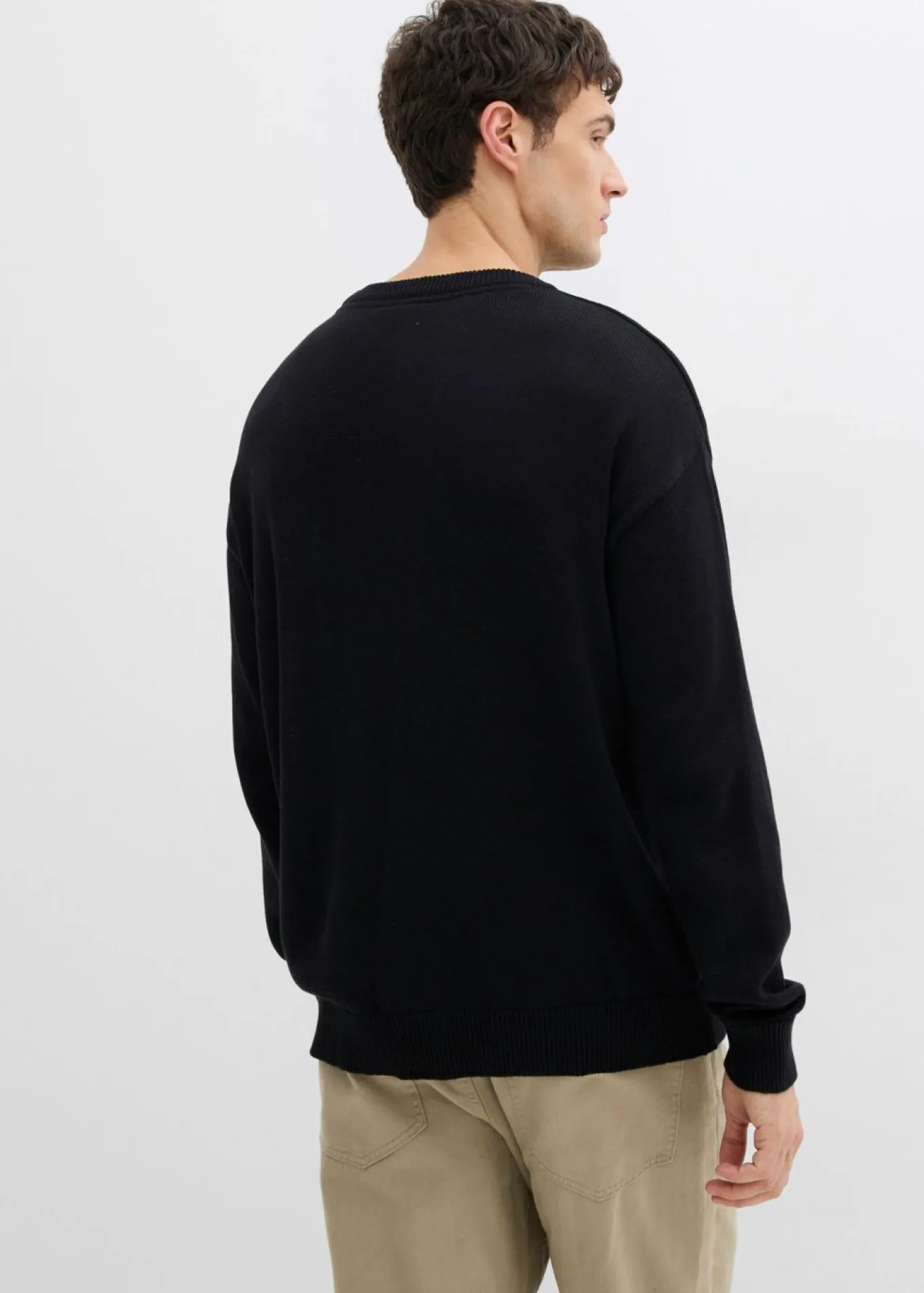 Jersey de cuello redondo de suave mezcla de algodón, loose fit
