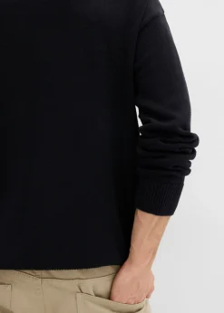 Jersey de cuello redondo de suave mezcla de algodón, loose fit