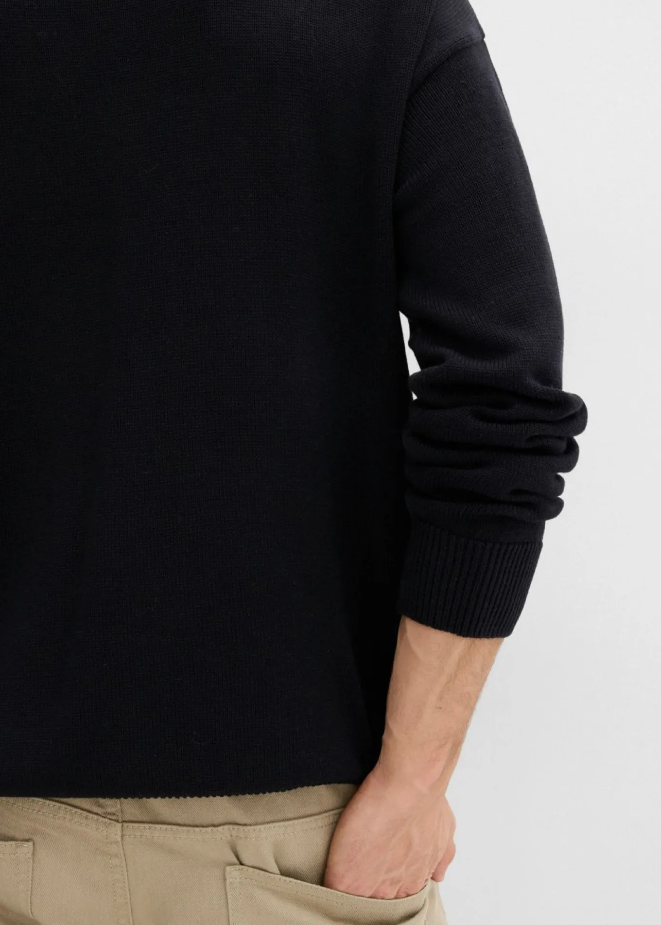 Jersey de cuello redondo de suave mezcla de algodón, loose fit