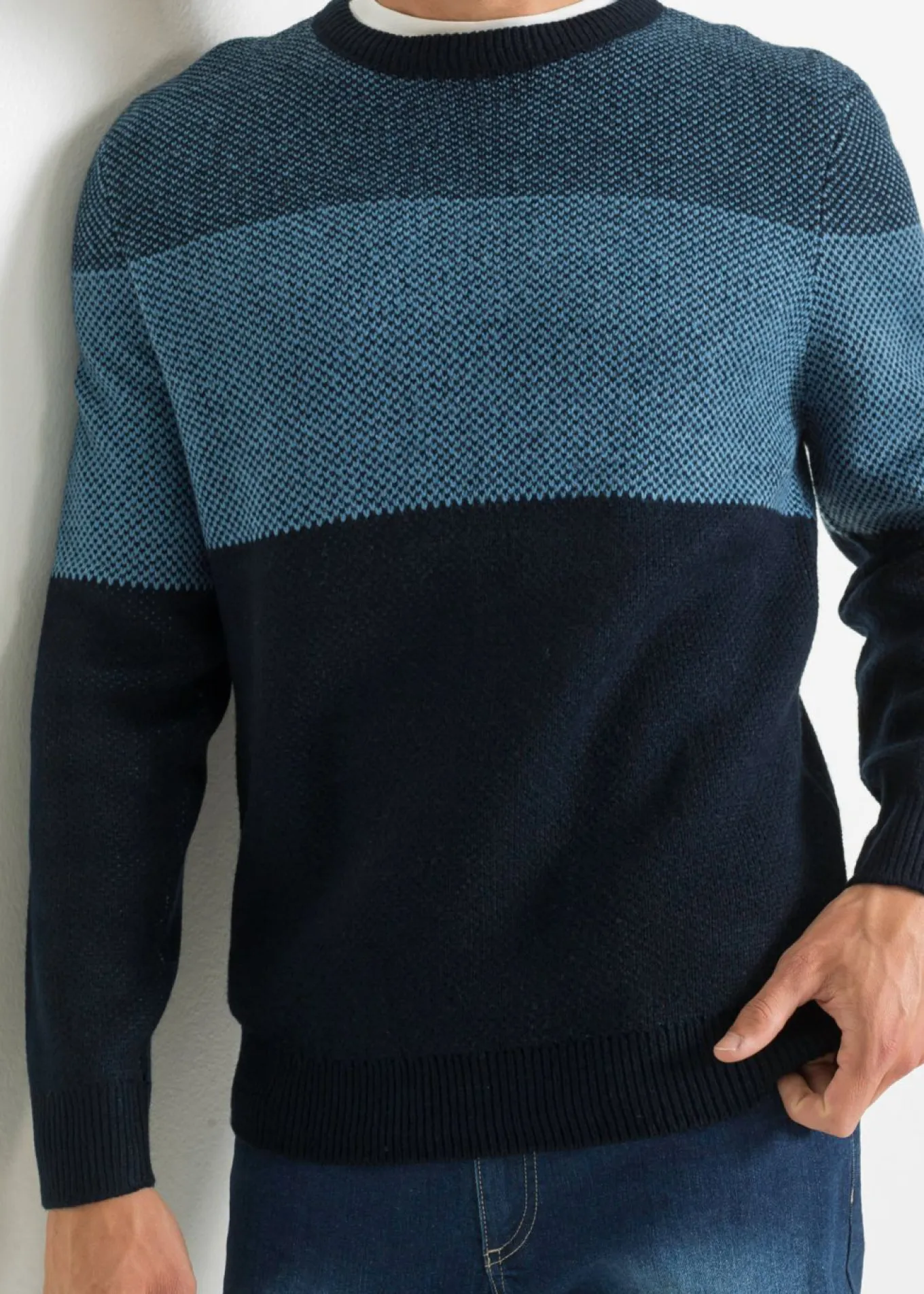 Jersey de cuello redondo con diseño de bloques de color