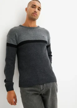 Jersey de cuello redondo de fácil cuidado, en diseño de bloques de color