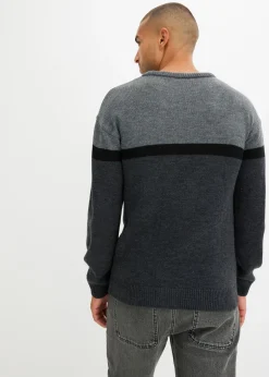 Jersey de cuello redondo de fácil cuidado, en diseño de bloques de color
