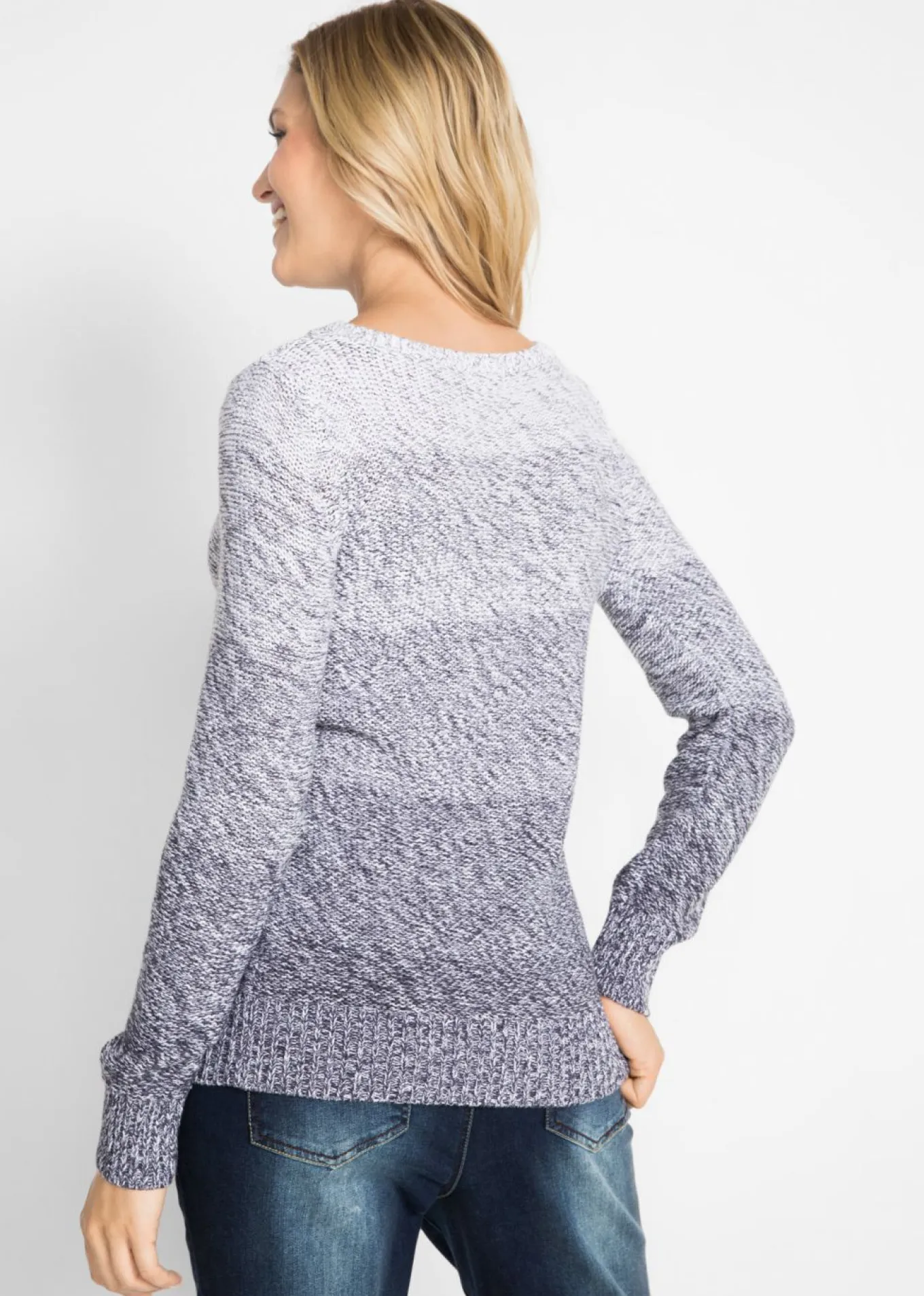 Jersey de cuello redondo con degradado cromático y manga larga