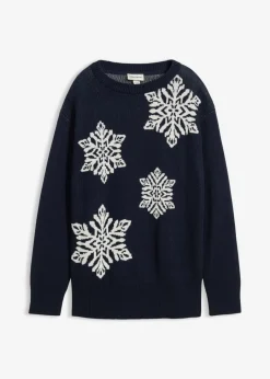 Jersey de cuello redondo con copos de nieve