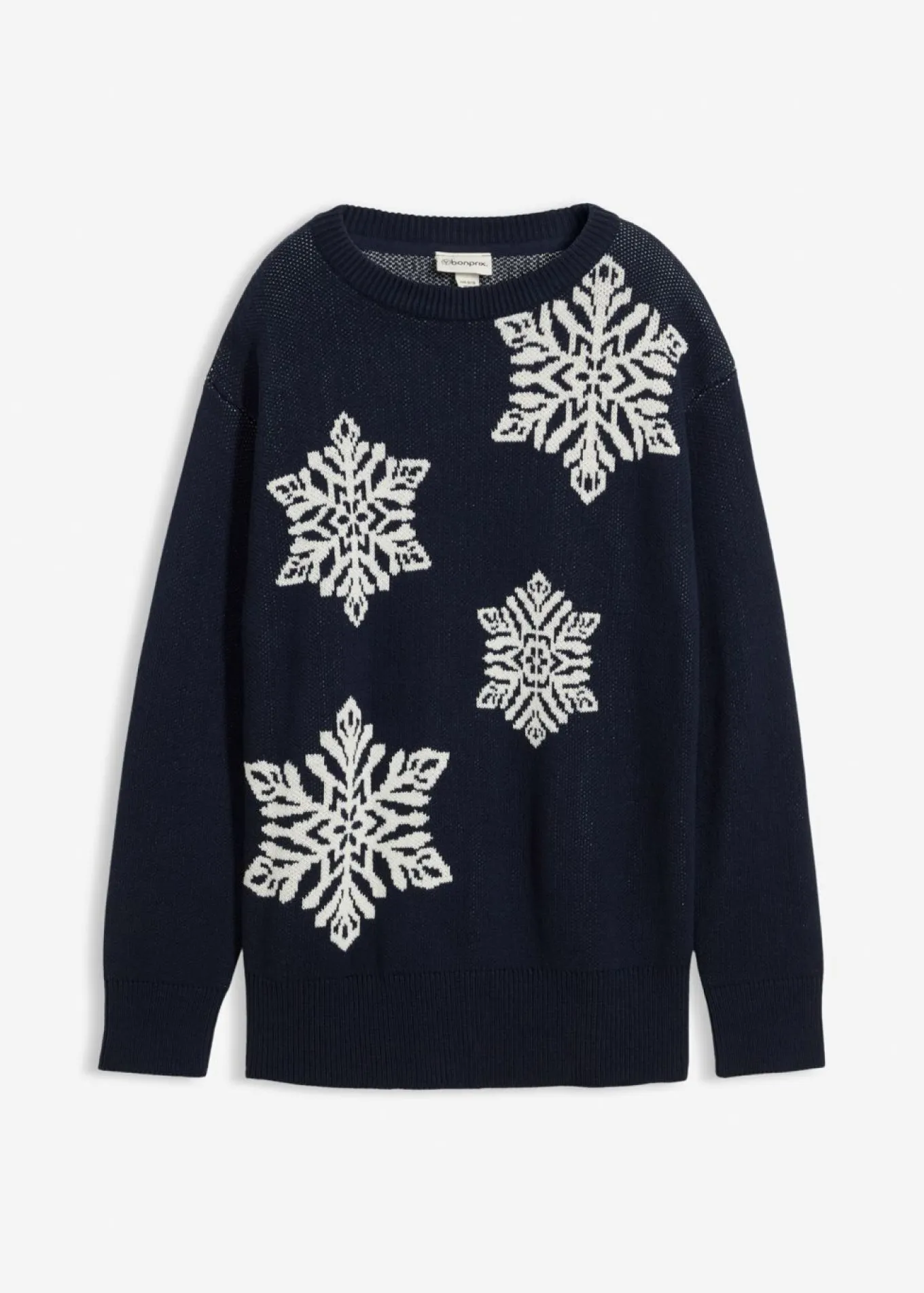 Jersey de cuello redondo con copos de nieve