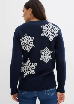 Jersey de cuello redondo con copos de nieve