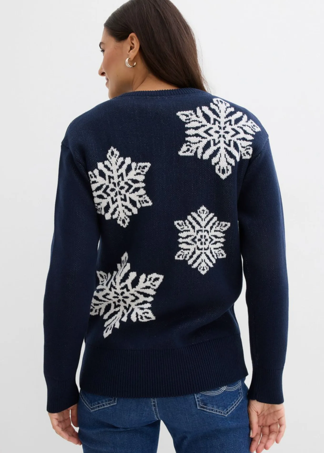 Jersey de cuello redondo con copos de nieve