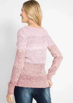 Jersey de cuello redondo con degradado cromático y manga larga