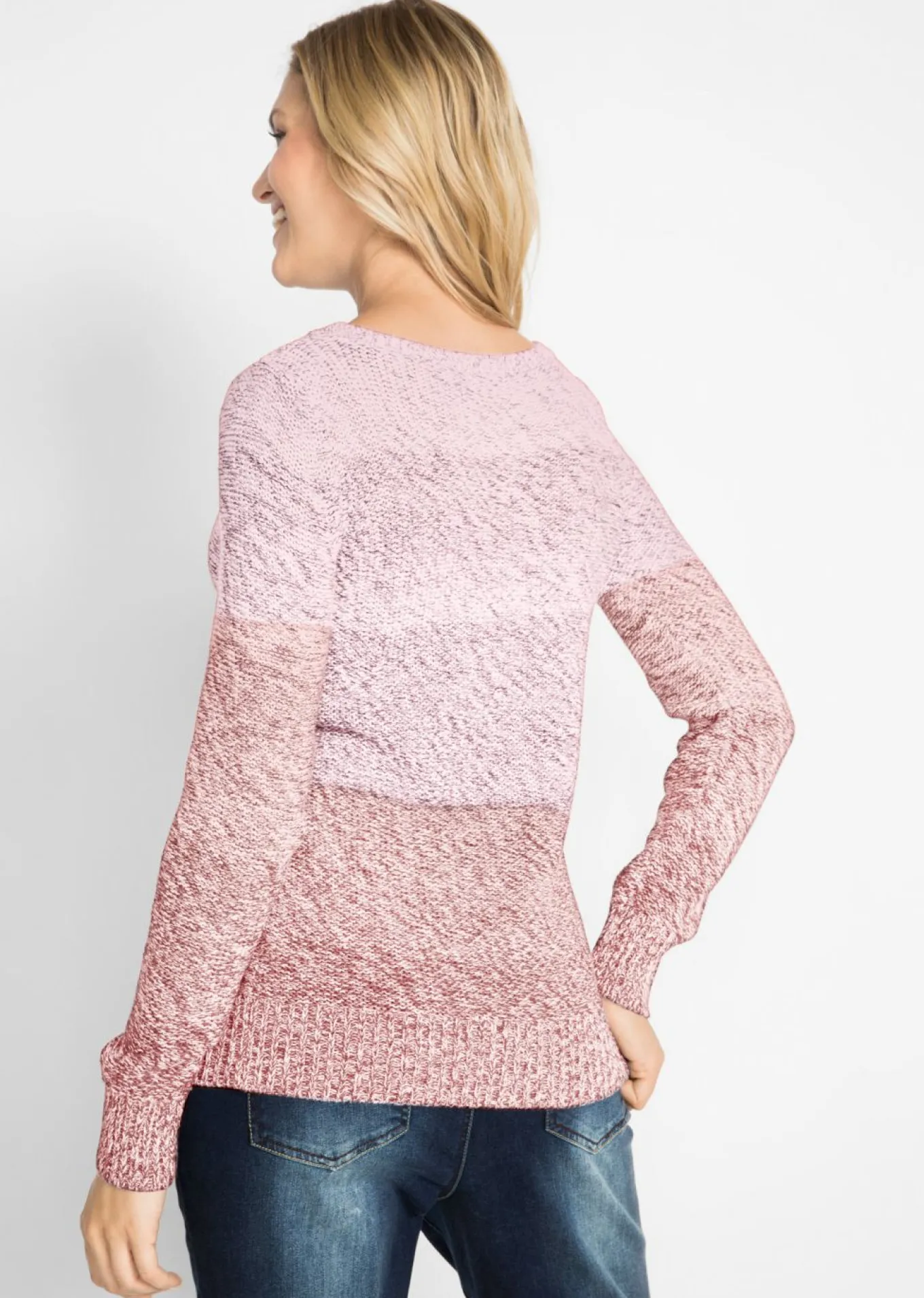 Jersey de cuello redondo con degradado cromático y manga larga