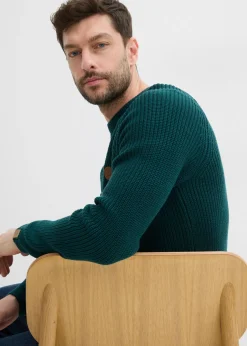 Jersey de cuello redondo en suave mezcla de algodón