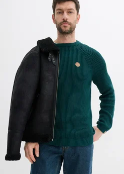 Jersey de cuello redondo en suave mezcla de algodón