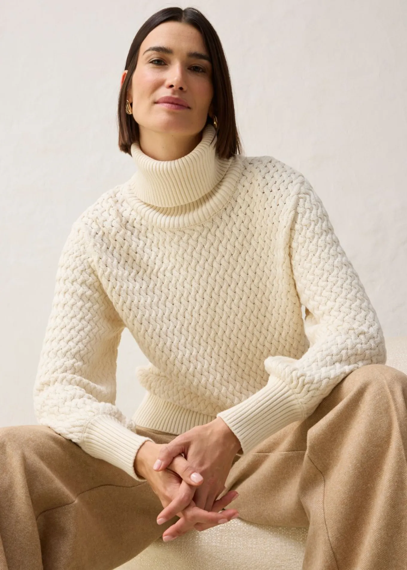 Jersey de cuello vuelto con lana merino