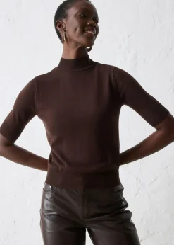 Jersey de cuello vuelto con mezcla de lana suave