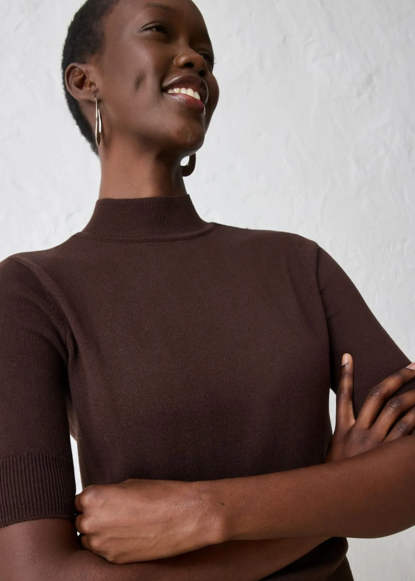 Jersey de cuello vuelto con mezcla de lana suave