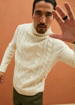 Jersey de cuello vuelto con patrón trenzado
