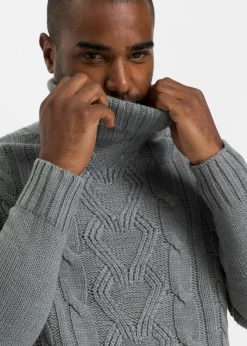 Jersey de cuello vuelto con patrón trenzado