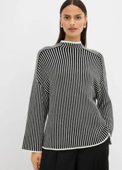 Jersey de mezcla de viscosa con cuello alto