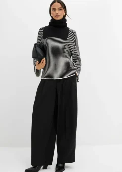 Jersey de mezcla de viscosa con cuello alto