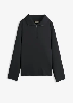 Jersey de mezcla de viscosa con cuello troyer