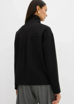 Jersey de mezcla de viscosa con cuello troyer