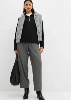 Jersey de mezcla de viscosa con cuello troyer