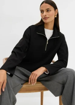 Jersey de mezcla de viscosa con cuello troyer