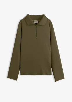 Jersey de mezcla de viscosa con cuello troyer