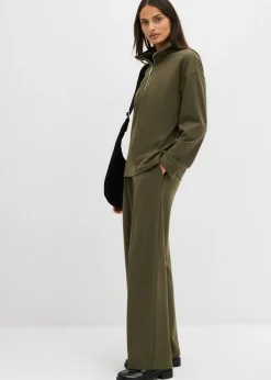 Jersey de mezcla de viscosa con cuello troyer