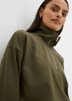 Jersey de mezcla de viscosa con cuello troyer